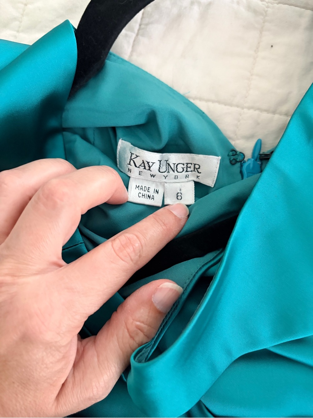 Kay Unger Teal Cap-Sleeve Ruched Sheath Dress - Picture 3 of 7